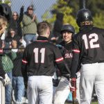 Mountlake Terrace players celebrate a home run during a baseball game between Mountlake Terrace and West Seattle at Edmonds-Woodway High School in Edmonds, Washington on Saturday, May 18, 2024. Mountlake Terrace lost, 9-10.(Annie Barker / The Herald)