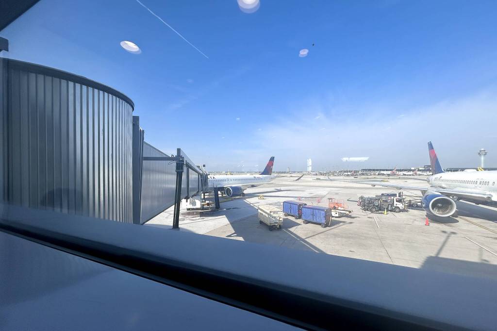 An airplane is parked at Gate M-9 on Tuesday, May 21, 2024 at O'Hare International Airport in Chicago, Illinois. (Jordan Hansen/The Herald)