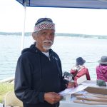 Tony Cladusbid, co-owner of the Beaver Tales Coffee franchise, works the Penn Cove Water Festival on Saturday. (Photo by Sam Fletcher)