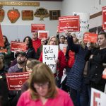 People fill the board room for public comment during a Marysville School Board meeting on Monday, Feb. 5, 2024 in Marysville, Washington. (Olivia Vanni / The Herald)