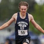Arlingtons Dallas Miller participates in the Boys 400M 3A dash during the Class 4A, 3A, 2A track and field state championships at Mount Tahoma High School in Tacoma, Washington on Saturday, May 25, 2024. (Annie Barker / The Herald)