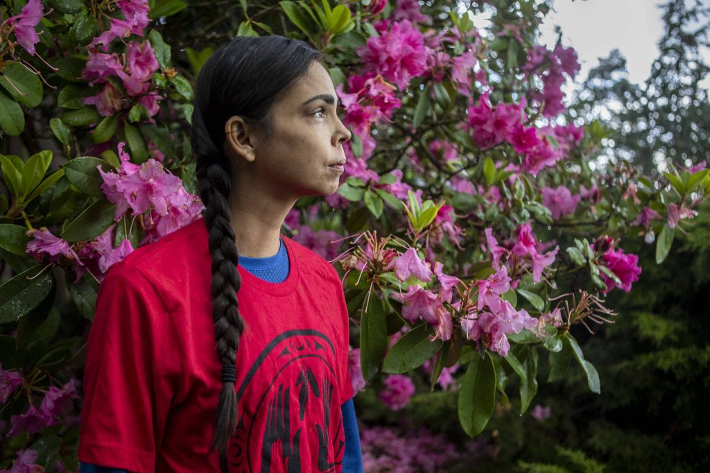 Gerry Davis poses for a photo at Hillcrest Park in Mount Vernon, Washington on Wednesday, May 29, 2024. (Annie Barker / The Herald)