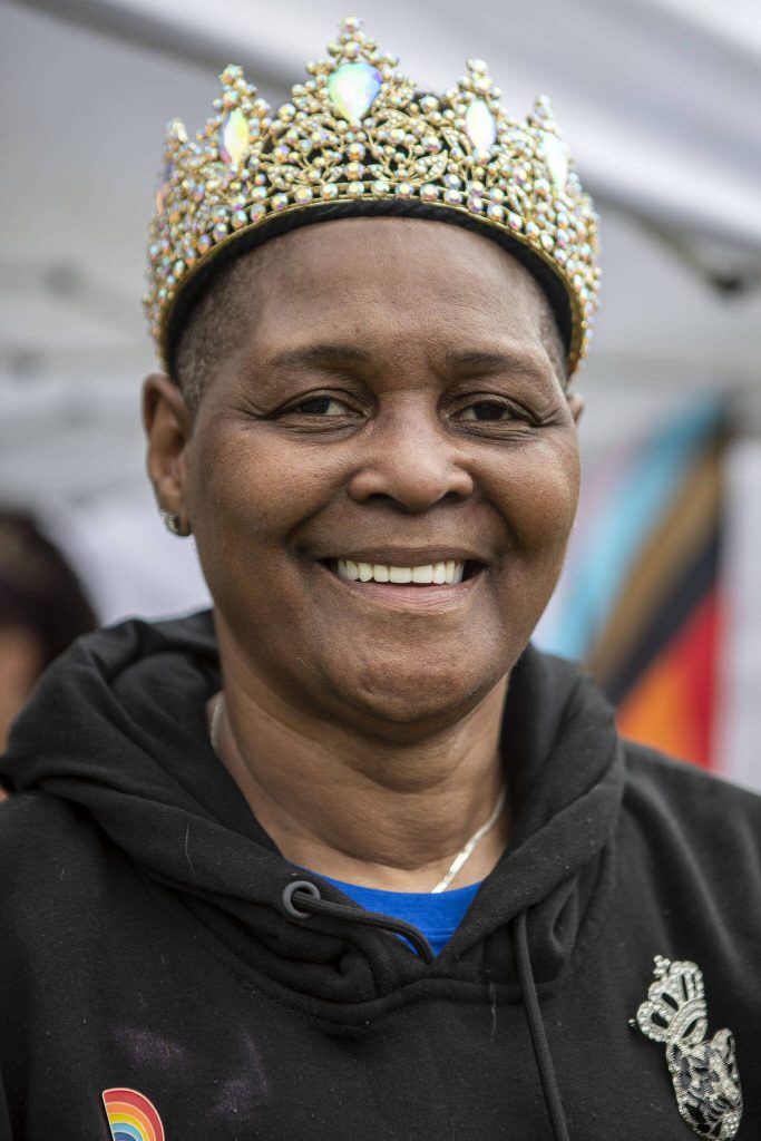 Sir Awesome poses for a photo during the Stanwood-Camano Pride event at Freedom Park in Camano, Washington on Saturday, June 1, 2024. (Annie Barker / The Herald)