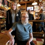 Fred’s Rivertown Alehouse owners Mark and Ginger Nuss at the “staff table” inside the alehouse on Tuesday, June 4, 2024 in Snohomish, Washington. (Olivia Vanni / The Herald)