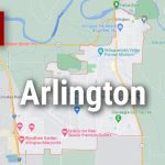 Logo for news use featuring the municipality of Arlington in Snohomish County, Washington. 220118