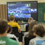 Maplewood Parent Cooperative School seventh and eighth grade students listen to Mason Rolph of Olympia Community Solar speak about different solar projects during a science class for the students Sustainable Schools engineering units on Friday, June 7, 2024 in Edmonds, Washington. (Olivia Vanni / The Herald)