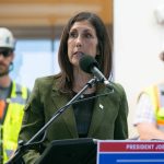 Sound Transit Deputy CEO of Megaproject Delivery Terri Mestas speaks during a press event at the Lynnwood City Center Link Station on Friday, June 7, 2024, in Lynnwood, Washington. (Ryan Berry / The Herald)