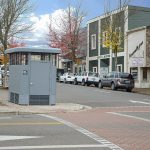 Two Romtec single-stall sidewalk restrooms, like this one in Roseburg, Ore., are coming downtown Everetts sidewalks near the Cope Gillette Theatre and EverPark Garage. Another two-stall restroom is being installed near the city municipal building. (Romtec)
