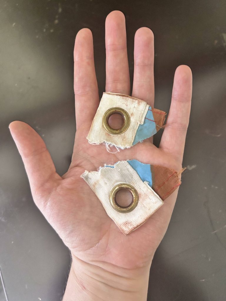 The tattered remains of a Pride flag that was raised at the South Whidbey Community Center. (Photo provided)