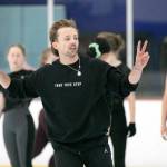 Jean-Luc Baker teaches a class about on-ice movement during the Seattle Skating Club 2024 Your True Step figure skating seminar on Saturday, June 15, 2024, at Olympic View Arena in Mountlake Terrace, Washington. (Ryan Berry / The Herald)