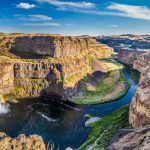 Palouse Falls State Park features a spectacular waterfall popular with artists and photography enthusiasts.