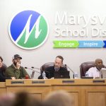 School board members listen to public comment during a Marysville School Board meeting on Monday, June 3, 2024 in Marysville, Washington. (Olivia Vanni / The Herald)