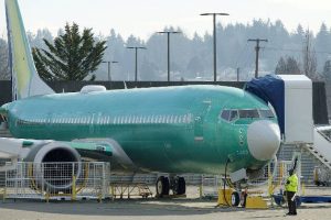 A Boeing 737 MAX 9 airplane test its engines outside of the company's factory on March 11, 2019 in Renton, Washington. Boeing's stock dropped today after an Ethiopian Airlines flight was the second deadly crash in six months involving the Boeing 737 Max 8, the newest version of its most popular jetliner. (Stephen Brashear/Getty Images/TNS)