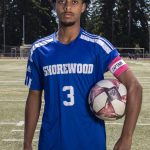 Shorewood senior Isaak Abraham poses for a portrait as The Heralds Boys Soccer Player of the Year at Shorewood High School on Wednesday, June 19, 2024 in Shoreline, Washington. (Annie Barker / The Herald)