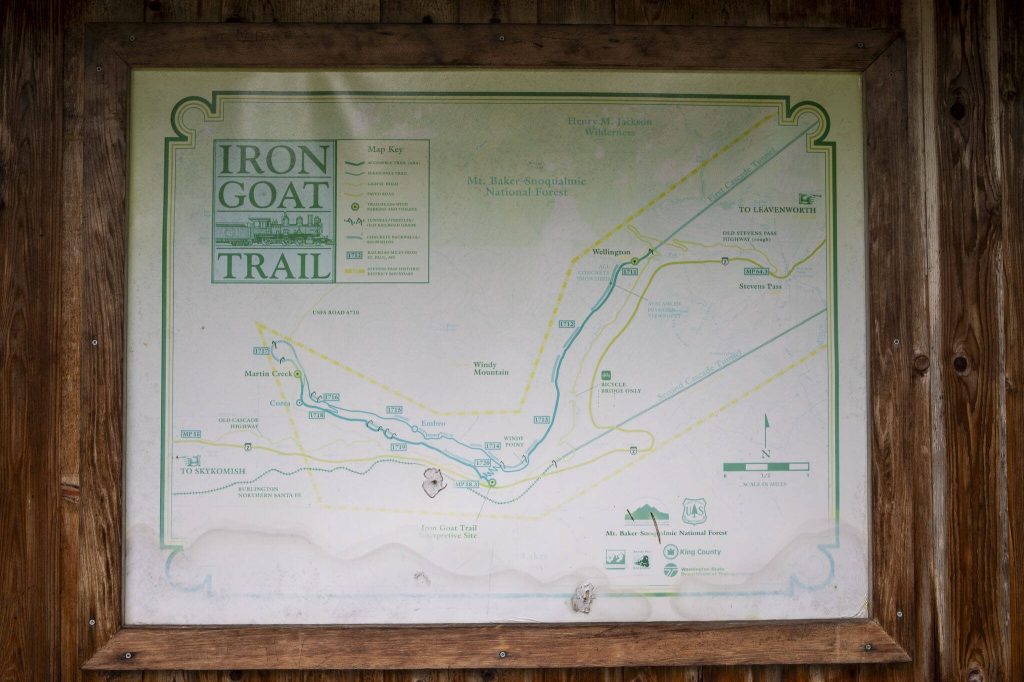 A map of the Iron Goat Trail in Leavenworth, Washington on Sunday, May 19, 2024. (Annie Barker / The Herald)