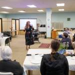 Tedra Cobb, of the Medicine Recover Center of Excellence in New York, leads a community conversation about opioid use disorder on Thursday, June 27, 2024, at the St. Vincent DePaul Resource Center in Monroe, Washington. (Ryan Berry / The Herald)