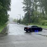 Police block a road while responding to a fatal shooting in Lake Stevens May 24, 2021. (Photo provided by Dakota Bair)