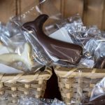 Chocolate whales are displayed inside Sweet Monas Chocolates. (Annie Barker / The Herald)