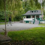Owner Ryan Anderson, a contractor who worked on the property himself, walks up the driveway at Ferry Cove on Wednesday, May 29, 2024, in Clinton, Washington. (Ryan Berry / The Herald)