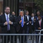 Former President Donald Trump arrives at Trump Tower after he was found guilty of all counts in his criminal trial in New York, on Thursday, May 30, 2024. Trump has been convicted of falsifying records to cover up a sex scandal that threatened his ascent to the White House in 2016, part of a scheme that prosecutors described as a fraud on the American people. He is the first American president to be declared a felon. (Hiroko Masuike/The New York Times)