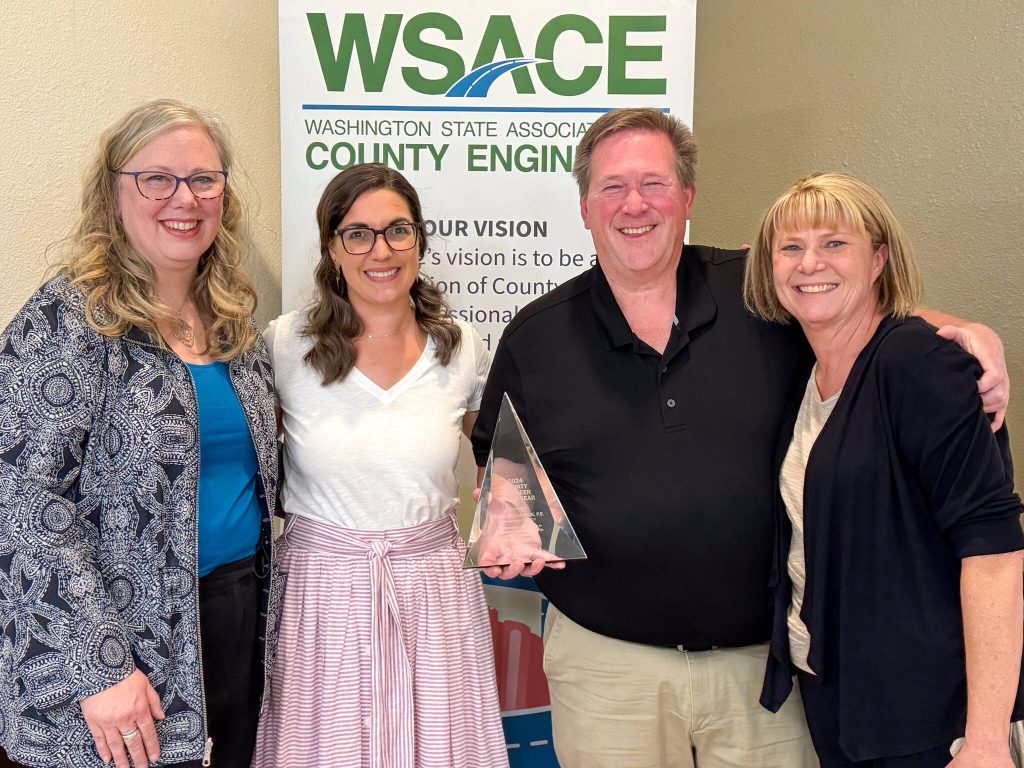 Doug McCormick, Snohomish Countys Public Works deputy director and county engineer, holds an award during the annual conference of the Washington State Association of County Engineers. (Contributed by Snohomish County)