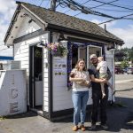 Left to right, the McCaffery family including Ruby, Chellce, Tyler and Jay pose for a photo at Ruby's Espresso in Everett, Washington on Tuesday, July 2, 2024. (Annie Barker / The Herald)