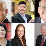 Top row: Riaz Khan, left, Jason Moon, Strom Peterson. Bottom row: Lillian Ortiz-Self, left, Kristina Mitchell, Bruce Guthrie