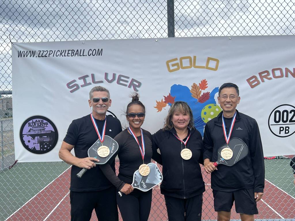 Pictured are some of the bracket winners from last years Lake Stevens Classic pickleball tournament. (Photo courtesy Pablo Granados)