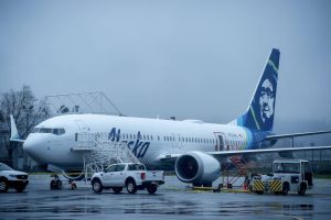 FILE — Alaska Airlines N704AL, a Boeing 737 Max 9 that had a door plug blow out from its fuselage midair, parked at a maintenance hanger at Portland International Airport in Portland, Ore., on Monday, January 8, 2024. Boeing drew fresh criticism from a federal regulator on Thursday, June 27, over disclosures about the continuing investigation into the harrowing January flight. (Amanda Lucier/The New York Times)