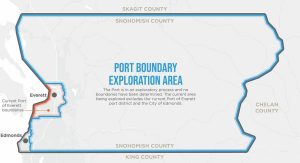 A graphic show the Port of Everett boundary expansion proposed in a ballot measure to voters in the Aug. 6 primary election. (Port of Everett).