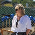Danica Cardin, co-owner of Alexas Cafe, speaks at a groundbreaking ceremony for Restaurant Row at the Port of Everett on Tuesday, July 23, 2024, in Everett, Washington. (Ryan Berry / The Herald)