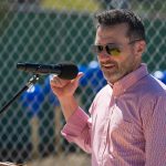 Tapped Public House and Net Shed Fish Market partner Sean Drought speaks at a groundbreaking ceremony for Restaurant Row at the Port of Everett on Tuesday, July 23, 2024, in Everett, Washington. (Ryan Berry / The Herald)