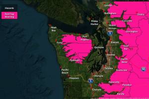The National Weather Service issued a red flag warning for the Cascade Range and Olympic Mountains on Wednesday. (Provided by the National Weather Service)
