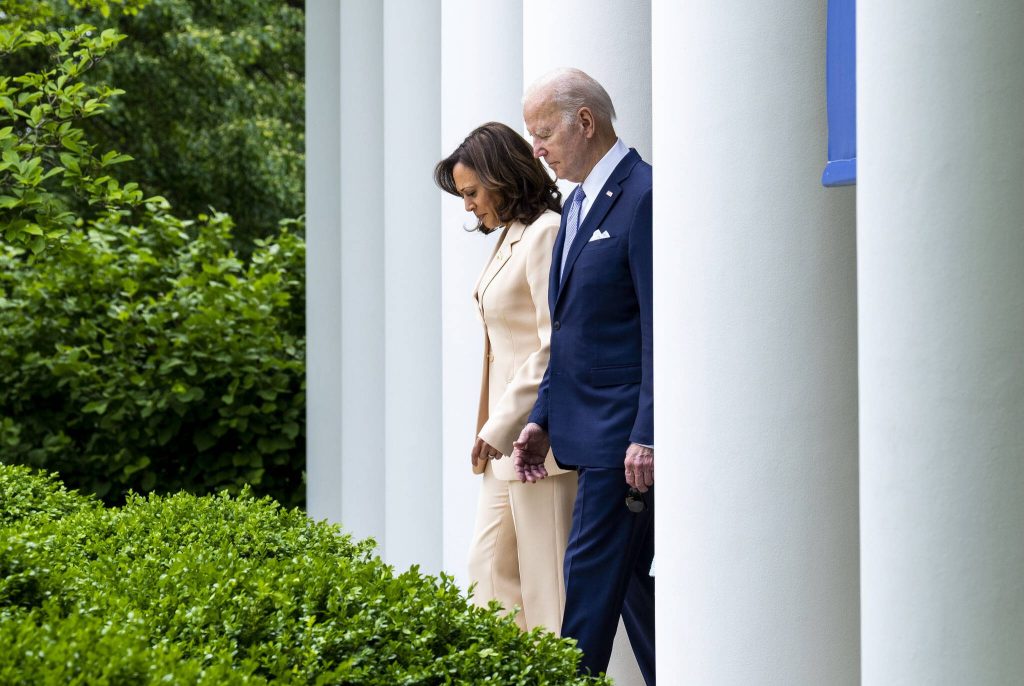 FILE ѠPresident Joe Biden and Vice President Kamala Harris in the Rose Garden of the White House in Washington on May 1, 2023. Biden on Sunday, July 21, 2024, abruptly abandoned his campaign for a second term under intense pressure from fellow Democrats and threw his support to Harris to lead their party in a dramatic last-minute bid to stop former President Donald Trump from returning to the White House. (Doug Mills/The New York Times)