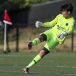 Everetts Justin Rodriguez (33) kicks the ball during the EPLWA championships between semi-pro mens soccer team Everett Jets FC and Yakima United at Archbishop Murphy High School in Everett, Washington on Saturday, July 27, 2024. Yakima won, 6-1. (Annie Barker / The Herald)