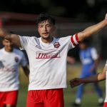 Yakima players celebrate during the EPLWA championships between semi-pro mens soccer team Everett Jets FC and Yakima United at Archbishop Murphy High School in Everett, Washington on Saturday, July 27, 2024. Yakima won, 6-1. (Annie Barker / The Herald)
