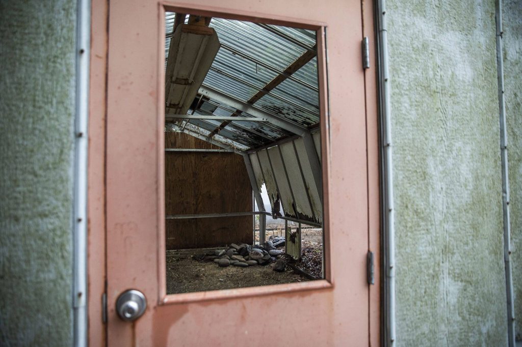 Inside an outer building that was previous used by the agriculture department on Monday in Marysville. (Olivia Vanni / The Herald)