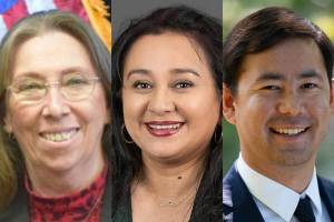 Carrie R. Kennedy, left, Yvonne Gallardo-Van Ornam, Clyde Shavers