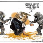 Trump says "Kamala needs to figure out what colour she is" while getting an orange spray tan.