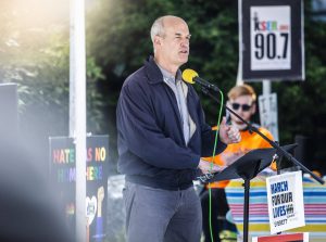 Representative Rick Larsen speaks at the March For Our Lives rally on June 11, 2022 in Everett. (Olivia Vanni / The Herald)
