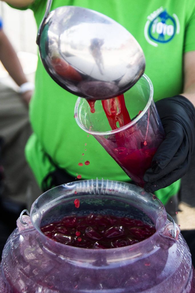 Blackberry lemonade available at Tacos el Yoyo at Taste Edmonds on Friday in Edmonds. (Olivia Vanni / The Herald)