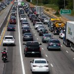 Traffic moves northbound in a new HOV lane on I-5 between Everett and Marysville on Monday, Aug. 19, 2024 in Everett, Washington. (Olivia Vanni / The Herald)