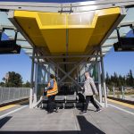 People explore the Shoreline South station on Wednesday, Aug. 28, 2024 in Mountlake Terrace, Washington. (Olivia Vanni / The Herald)
