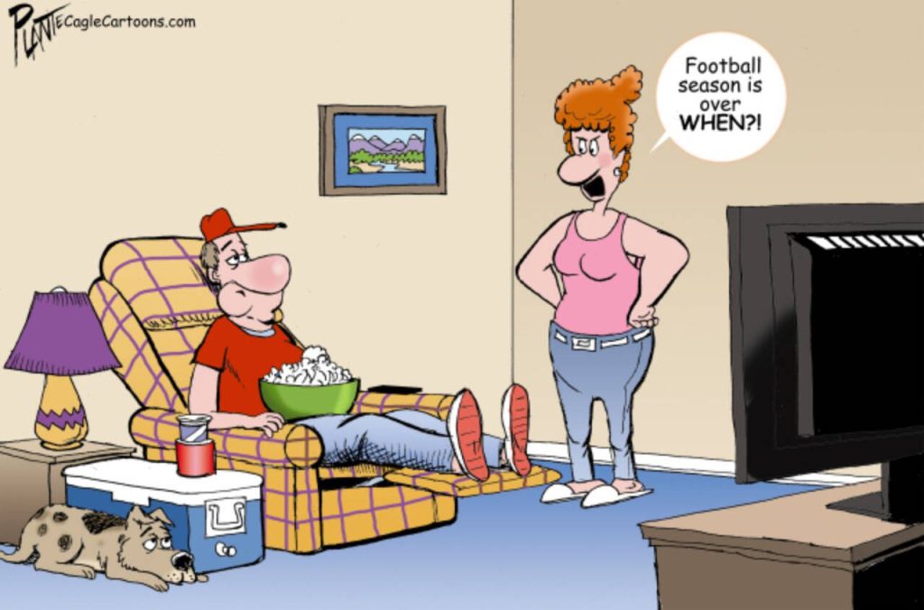 IT'S FOOTBALL SEASON, COLLEGE, FOOTBALL, NCAA, NFL, PLAYOFFS, 12-TEAM PLAYOFF,  TV ROOM, EASY CHAIR, FOOTBALL WIDOW