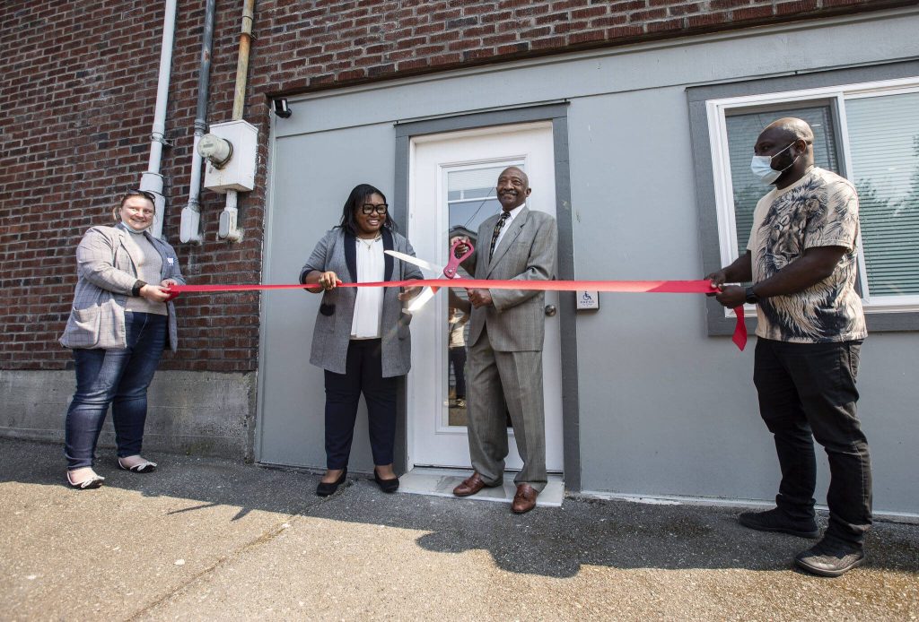 Helping Hands host a ribbon ceremony for its newly expanded outpatient behavioral health facility on Friday, Sept. 6, 2024 in Everett, Washington. (Olivia Vanni / The Herald)