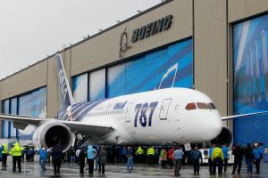 Hundreds of Boeing employees get ready to lead the second 787 for delivery to All Nippon Airways in Everett in 2011. (Michael OLeary/The Herald)