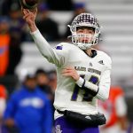 Ryan Berry / The Herald
Lake Stevens Kolton Matson completes a short pass against Graham-Kapowsin during the WIAA 4A Football State Championship on Dec. 2, 2023, at Husky Stadium in Seattle.