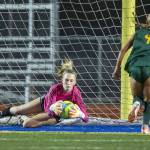 Archbishop Murphys Elle Kahn stops a shot on goal during the game against Shorecrest on Tuesday, Sept. 17, 2024 in Shoreline, Washington. (Olivia Vanni / The Herald)