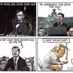 THE CARTOON COMPARES THINGS OTHER PRESIDENTS SAID COMAPRED TO DONALD TRUMP