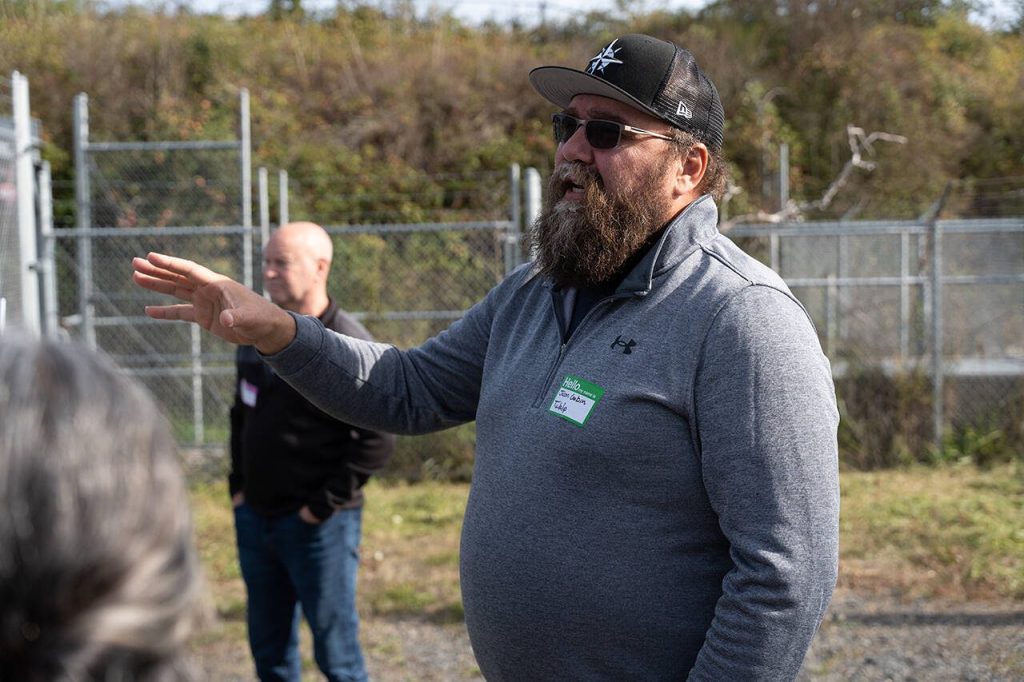 PHOToS by Will Geschke / The Herald
Jason Gobin, executive director of natural and cultural resources at the Tulalip Tribes, speaks Thursday on a tour of the Tulalip hatchery.